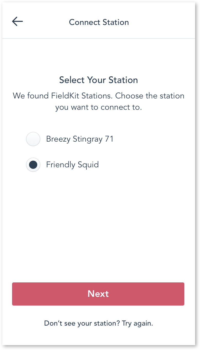 Select your Station WiFi